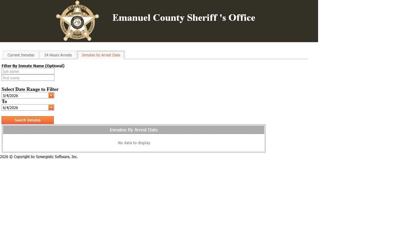 Emanuel County jail mugshots arrest date roster search