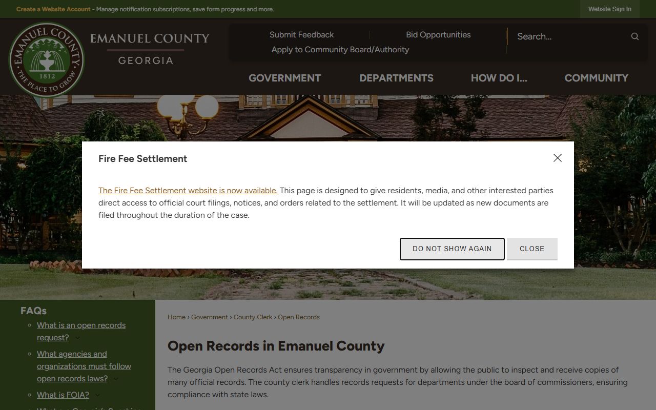 Emanuel County inmate records open records instructions