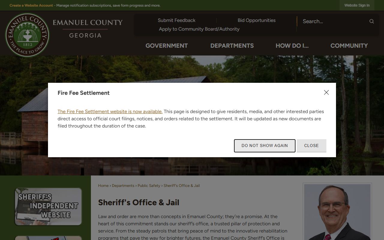 Emanuel County Jail inmate custody and sheriff jail page